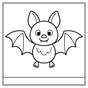 Bat coloring page for kids, free printable coloring sheet featuring a cute bat design.