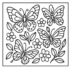 Butterflies coloring page for free printable fun, featuring multiple butterfly designs to color.