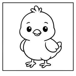 Cute chick coloring page for kids to print and color for free
