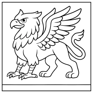 Griffin coloring page featuring a mythical creature to print and color