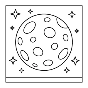 Moon coloring page for free printable activities, featuring a detailed moon and stars for kids to color.