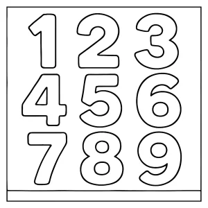 Numbers coloring page for kids showing numbers 1 to 10 in a fun printable design