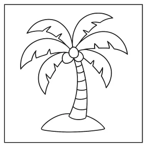 Palm tree coloring page for kids and adults, free printable