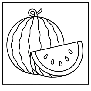 Printable watermelon coloring page for kids and adults to enjoy.