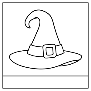 Witch hat coloring page for kids, printable and free for Halloween crafts and activities