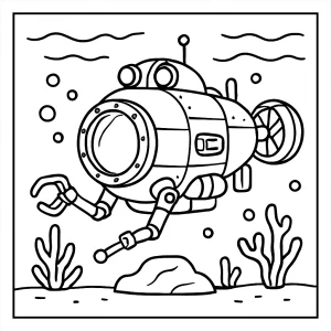 Deep Sea Research Submersible coloring page for kids to print and color