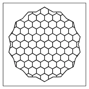 Honeycomb mandala coloring page with geometric cell patterns for free printable fun