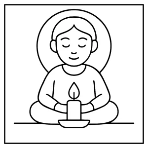 Mindfulness candle flame focus coloring page for kids and adults to print and color