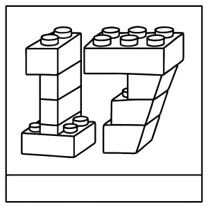 Number 17 building blocks coloring page for free printable activities for kids
