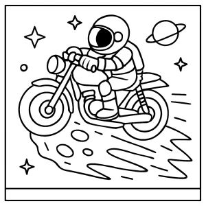 Space biker racing a comet coloring page for free printable fun